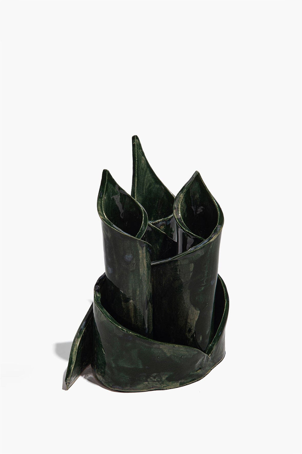 CERAMIC TRIPLE CANDLESTICK HOLDER | FOREST GLAZE
