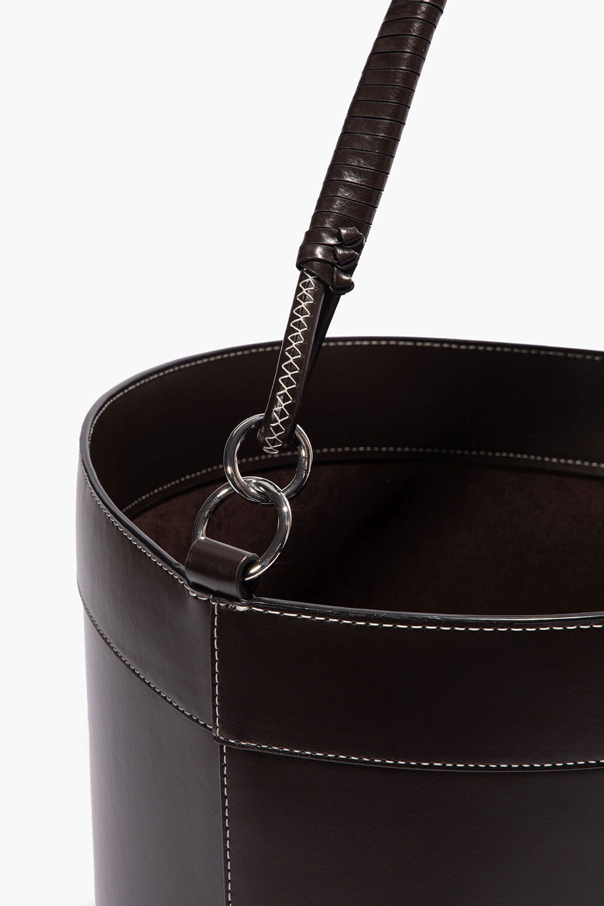 MOREAU LEATHER BIN WITH HANDLE | ESPRESSO