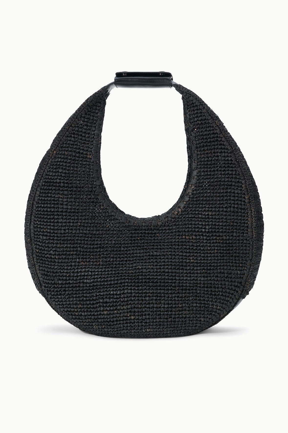 LARGE RAFFIA MOON TOTE BAG | BLACK RAFFIA